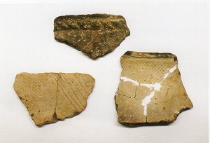 大川町石仏遺跡から出土した縄文土器片