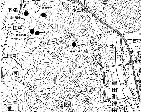田中古墳周辺の遺跡・古墳地図