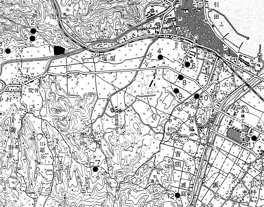 川北遺跡周辺の遺跡分布図